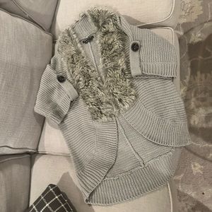 BCBG cardigan with faux fur trim